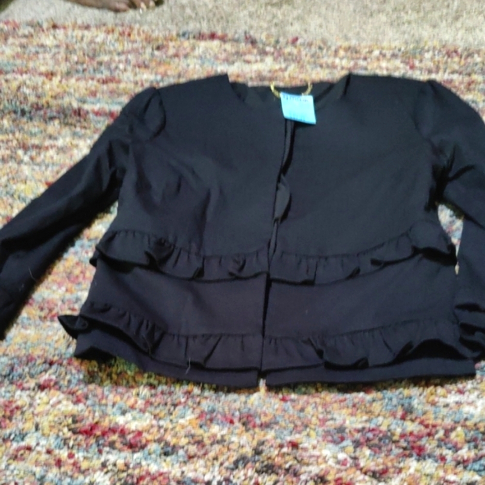 NWT Black Ruffled Jacket - Picture 3 of 5